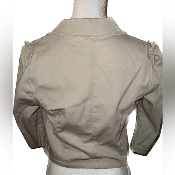 AQUA CROPPED khaki jacket, puff sleeves, adorable for spring! - Picture 3 of 5